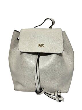 Michael Kors Pebbled Leather Backpack In Ivory With Drawstring Closure